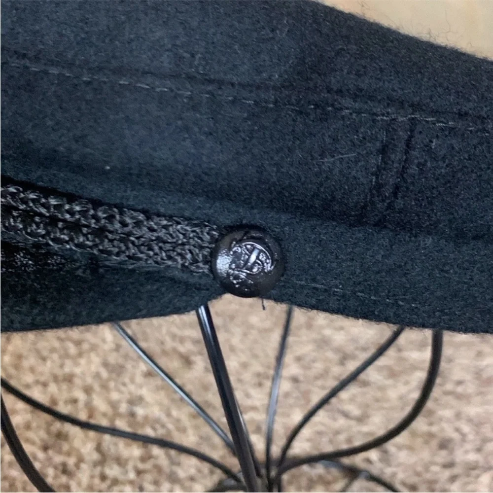 Vintage Greek Fisherman Newsboy Sailor Cap Hat Wool Embroidered Black Size L - Picture 10 of 16